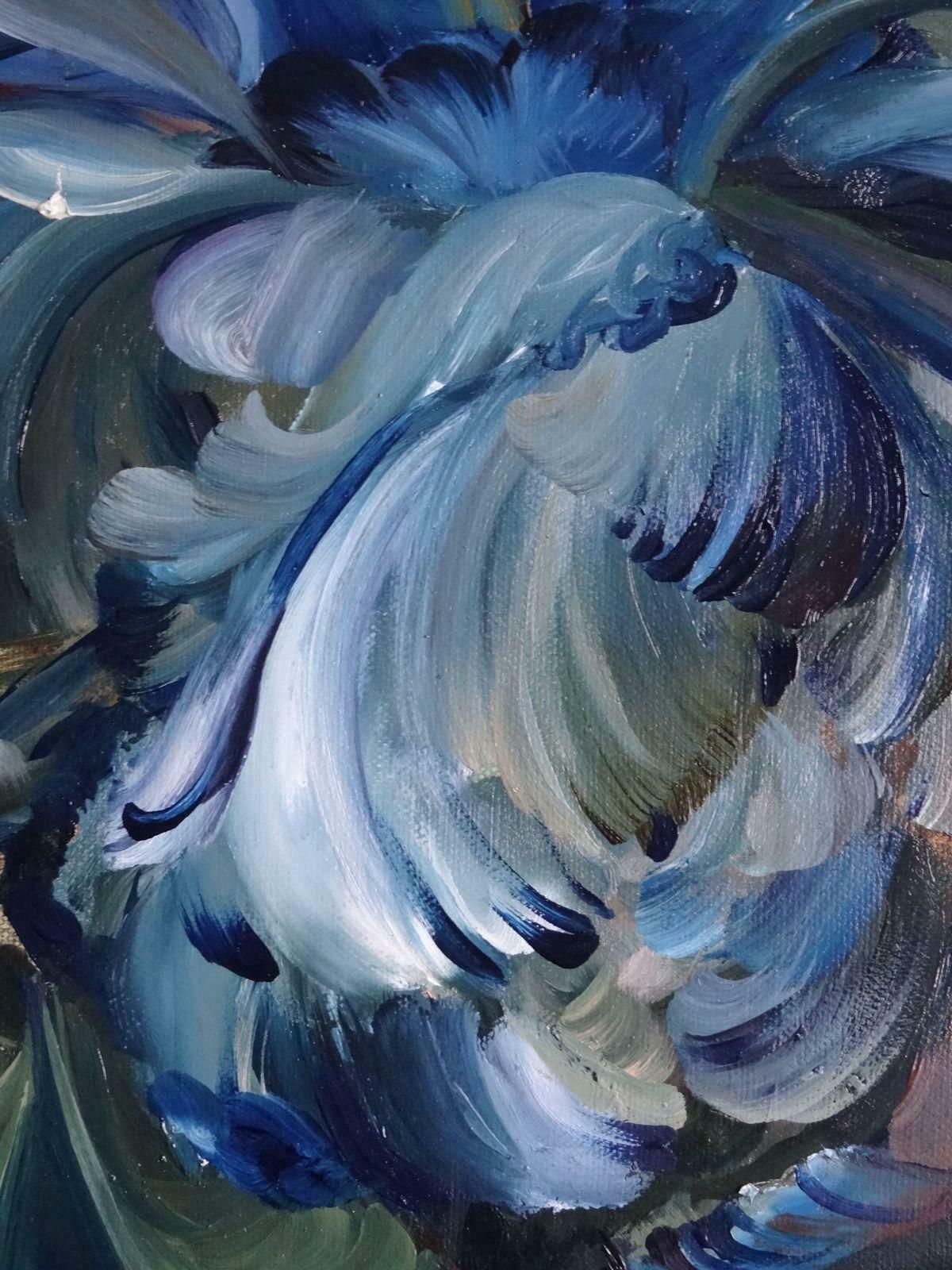 Arturs Amatnieks (Leon) Blue Tulips. Canvas, Oil photo Art