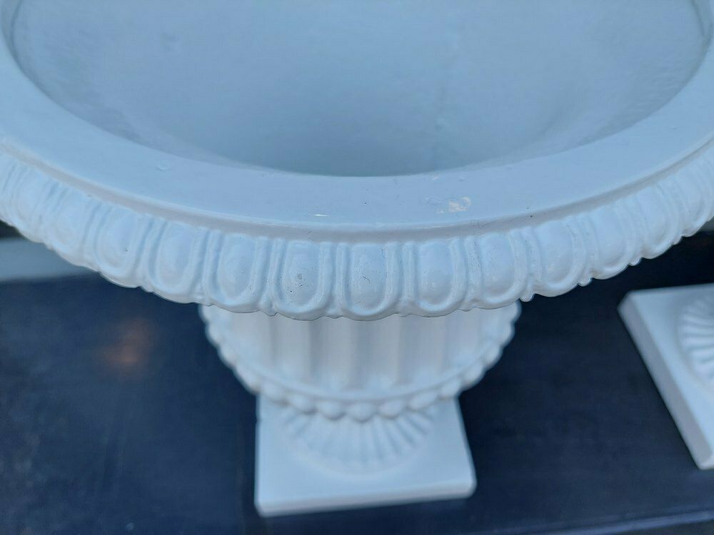 Pair Victorian Cast Iron Garden Campana Urns photo vinterior