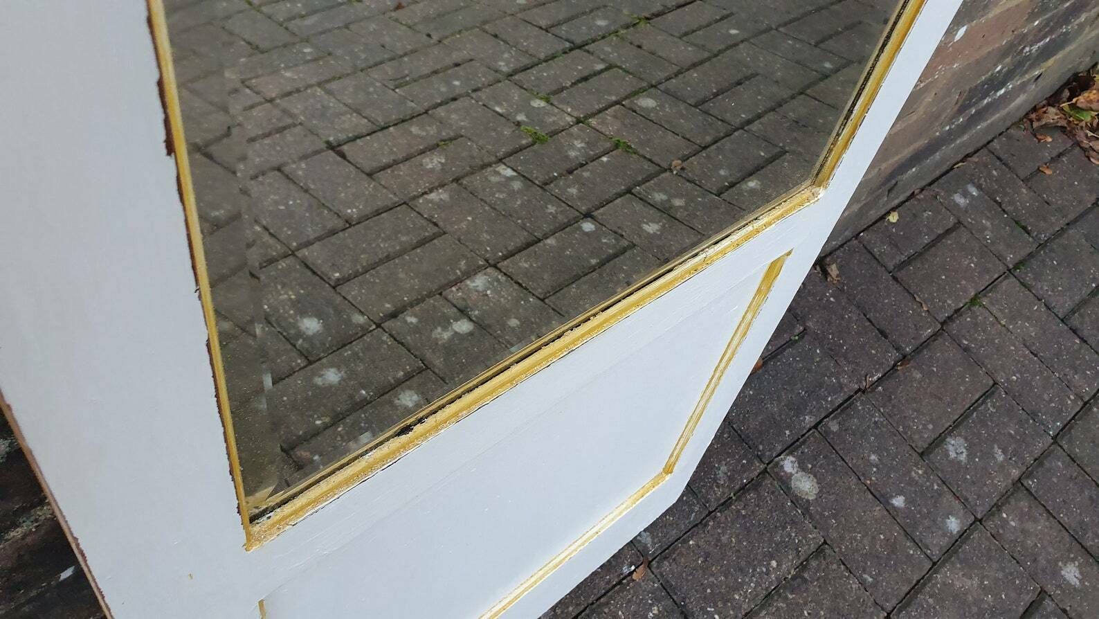 Massive Full Length Mirror Huge Bespoke Converted Edwardian Wardrobe Door Farrow And Ball Gold Highlights photo vintage