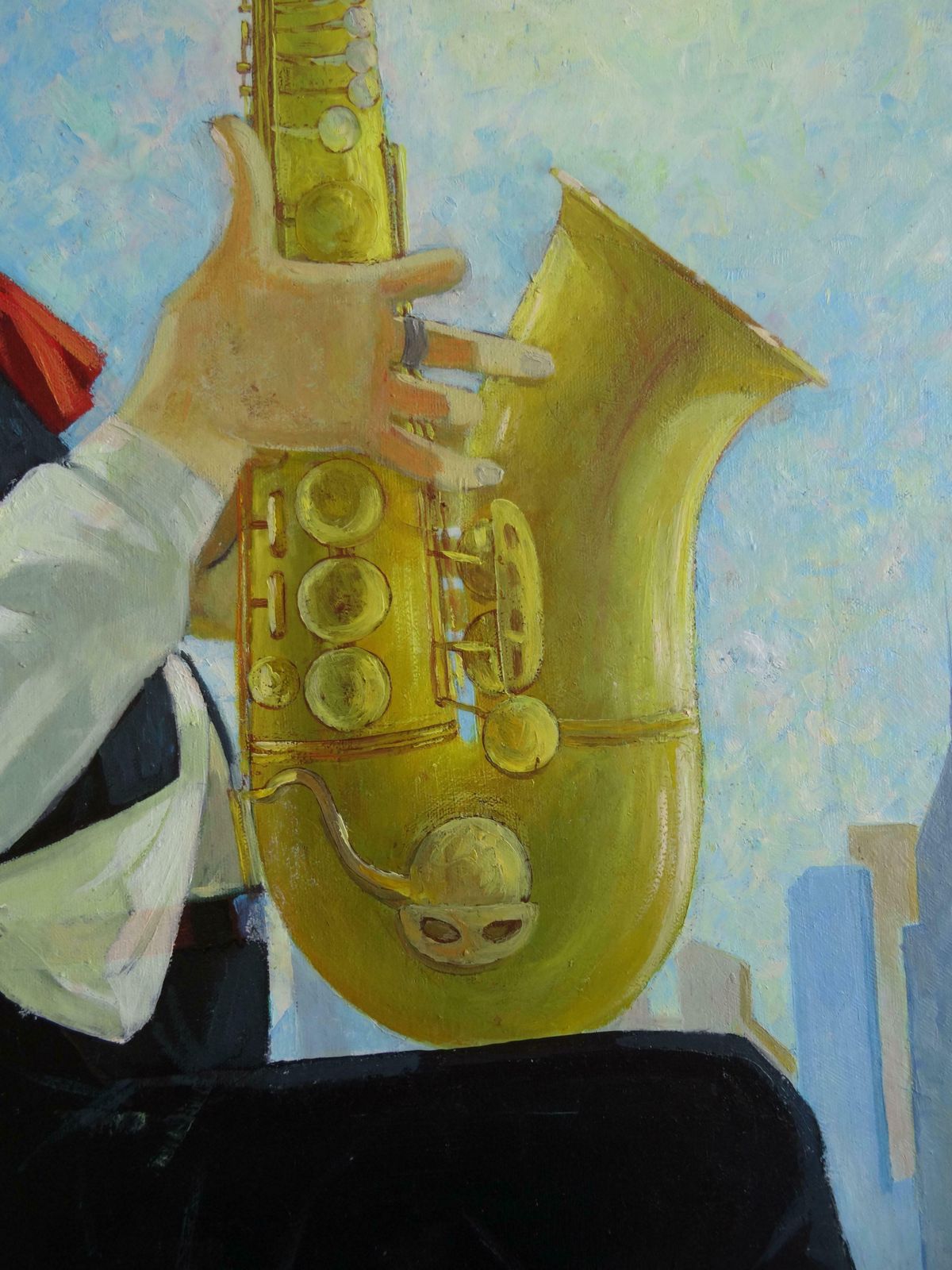 Nugzar Kakhiani (Kahiani) Saxophonist. 2021. Oil On Canvas, photo 2454.0