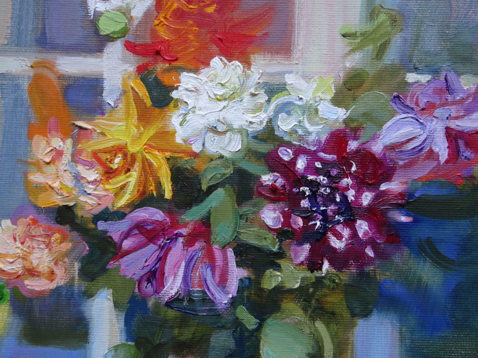 Valery Bayda Flowers At The Window. 2020. Oil On Canvas photo for sale