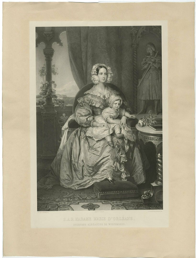 Antique Portrait Of Madame Marie D'orleans