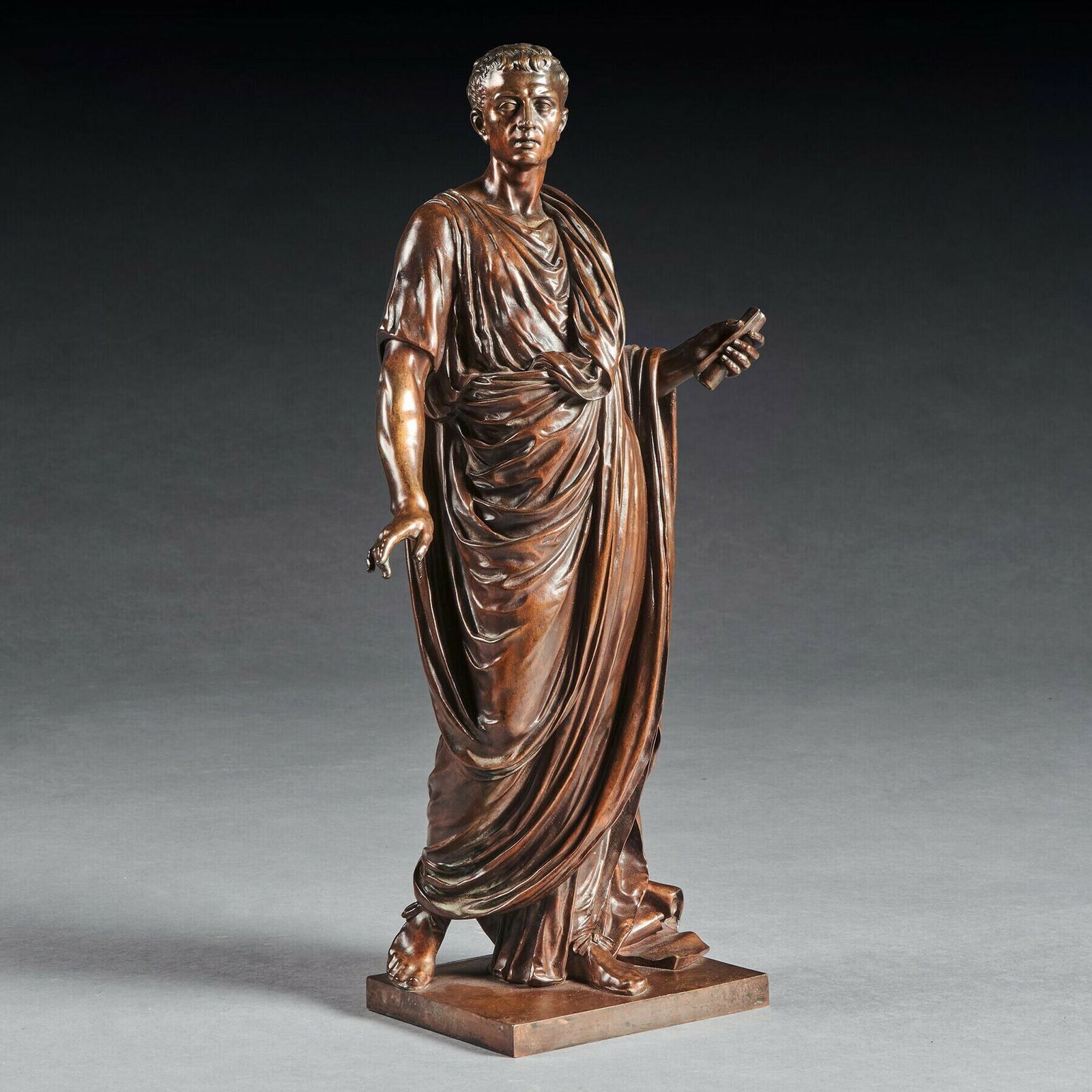 Fine Bronze Figure Of A Roman Orator Probably Julius Cesar By Mathurin Moreau.