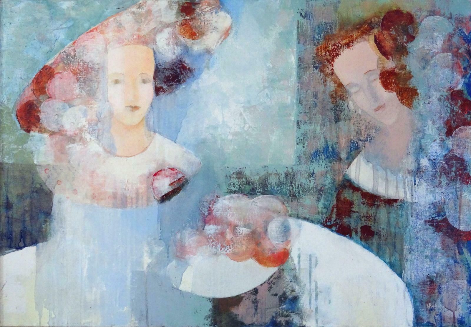 Kristine Rubene Ladies With Fruit. Canvas, Oil,