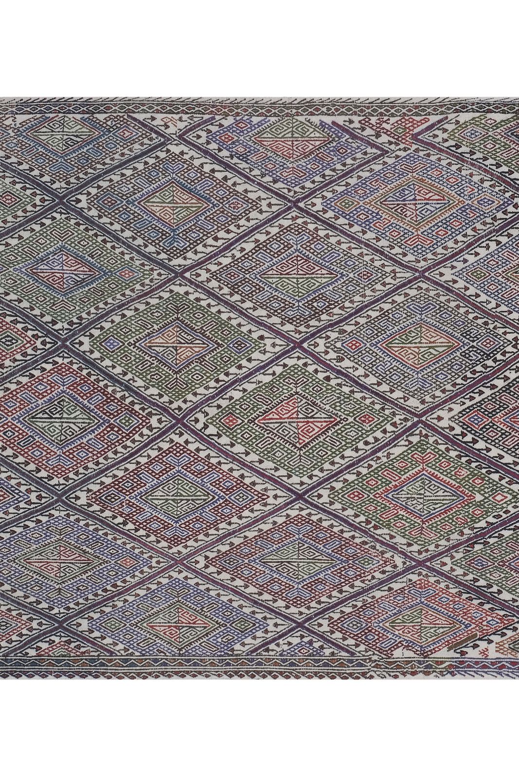 1960s Mid Century Turkish Full Embroidered Cicim Rug 4'11'' X 6'5'' photo vinterior