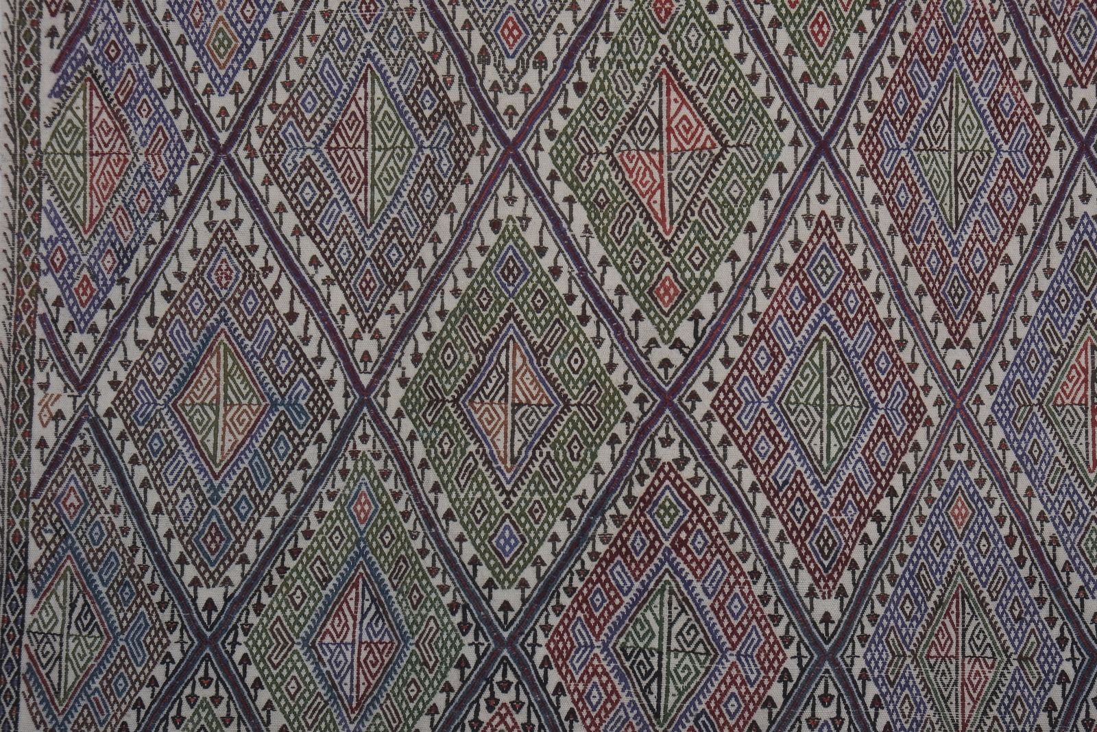 1960s Mid Century Turkish Full Embroidered Cicim Rug 4'11'' X 6'5'' photo vintage