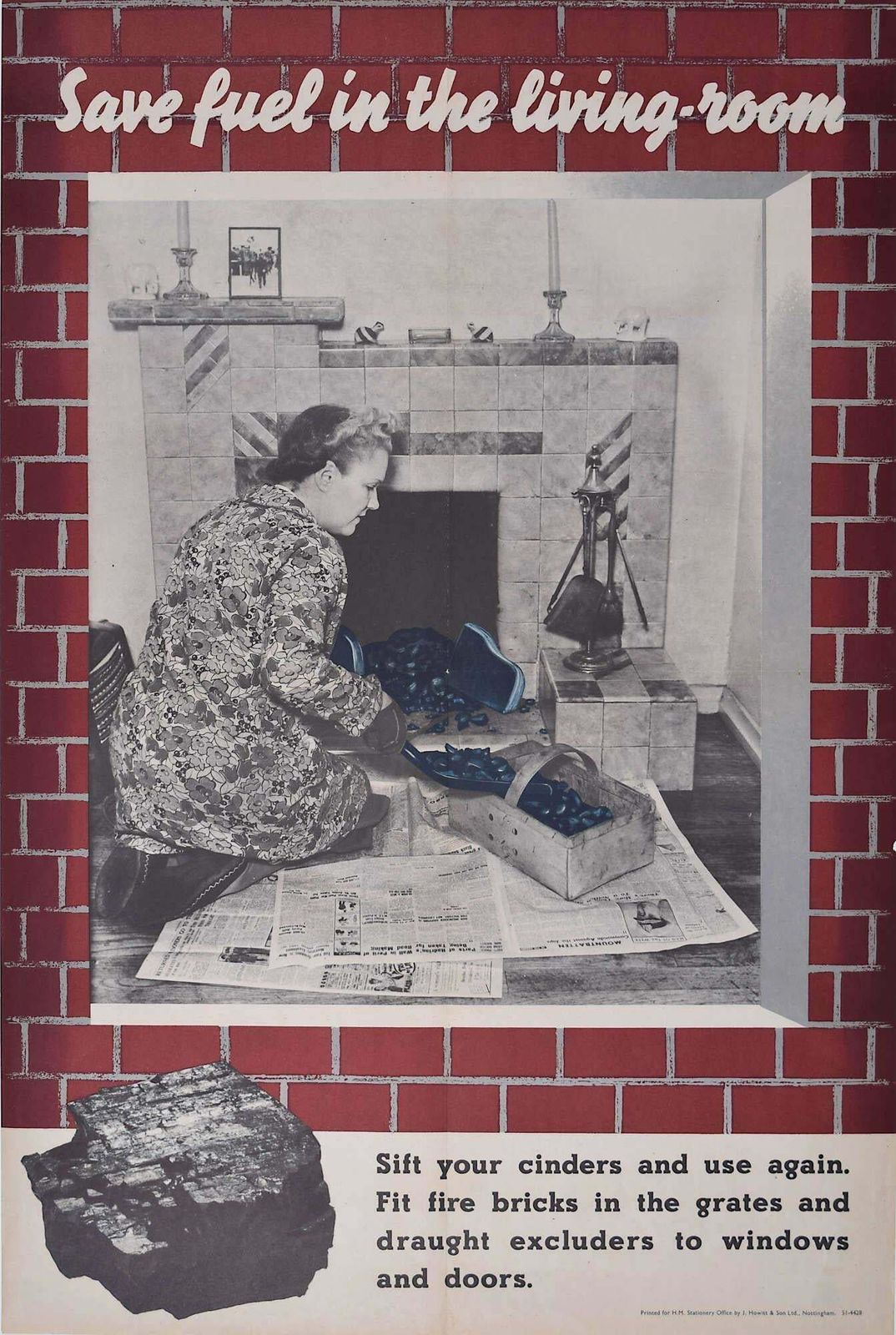 Beverley Pick World War 2 Coal Saving Poster ‘Save Fuel In The Lounge' By Beverley Pick C. 1944
