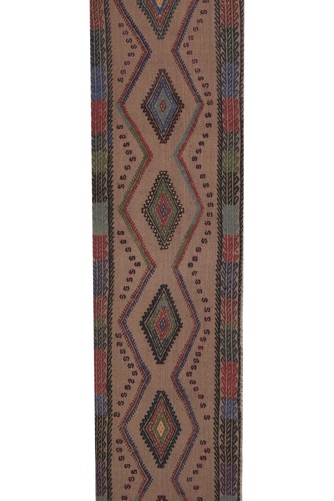 1970s Vintage Embroidered Kilim Jajim Runner 1'6'' X 13'2'' photo vintage