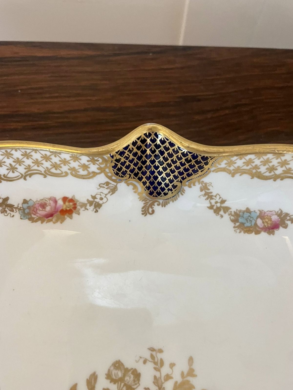 photo for sale Superb Quality Pair Of Antique Hand Painted Wedgwood Shaped Dishes