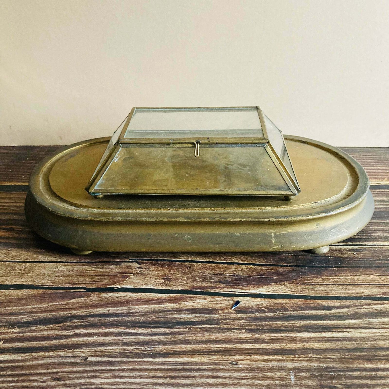 French Antique Wooden Dome Base Plinth photo vintage