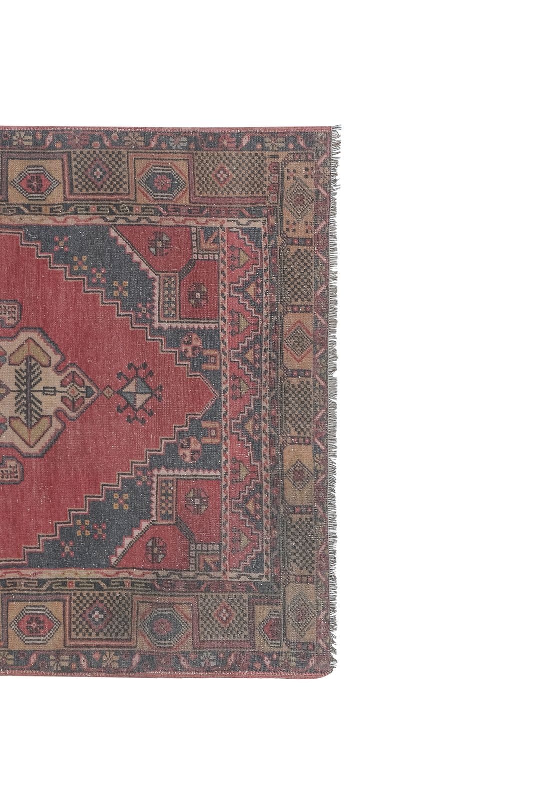 Vintage Faded Red Turkish Oushak Rug photo for sale