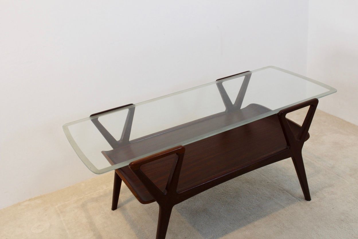 Scandinavian Teak Coffee Table With Glass Top, 1960s photo 1130.48
