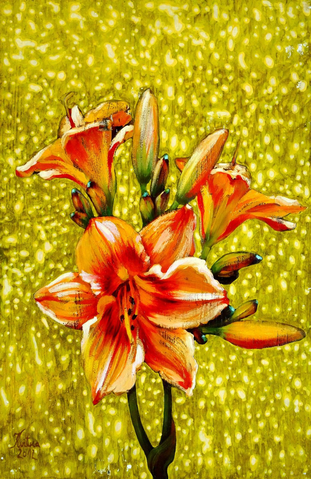 Kristine Kvitka Flower. 2012, Oil On Wood,