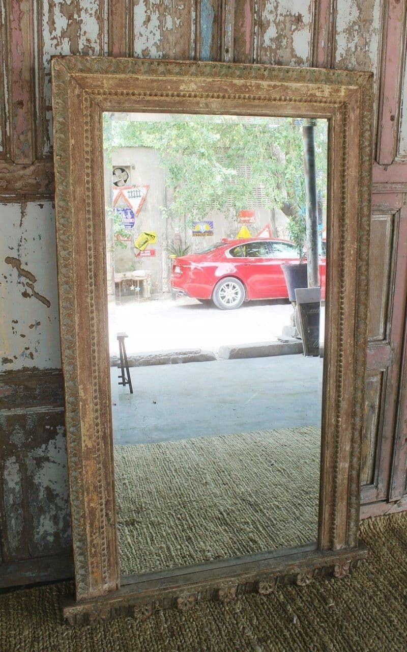Antique Mirror With Carving Detail, Gujarat Circa 1890   1 Of A Pair Sell Separately photo furniture