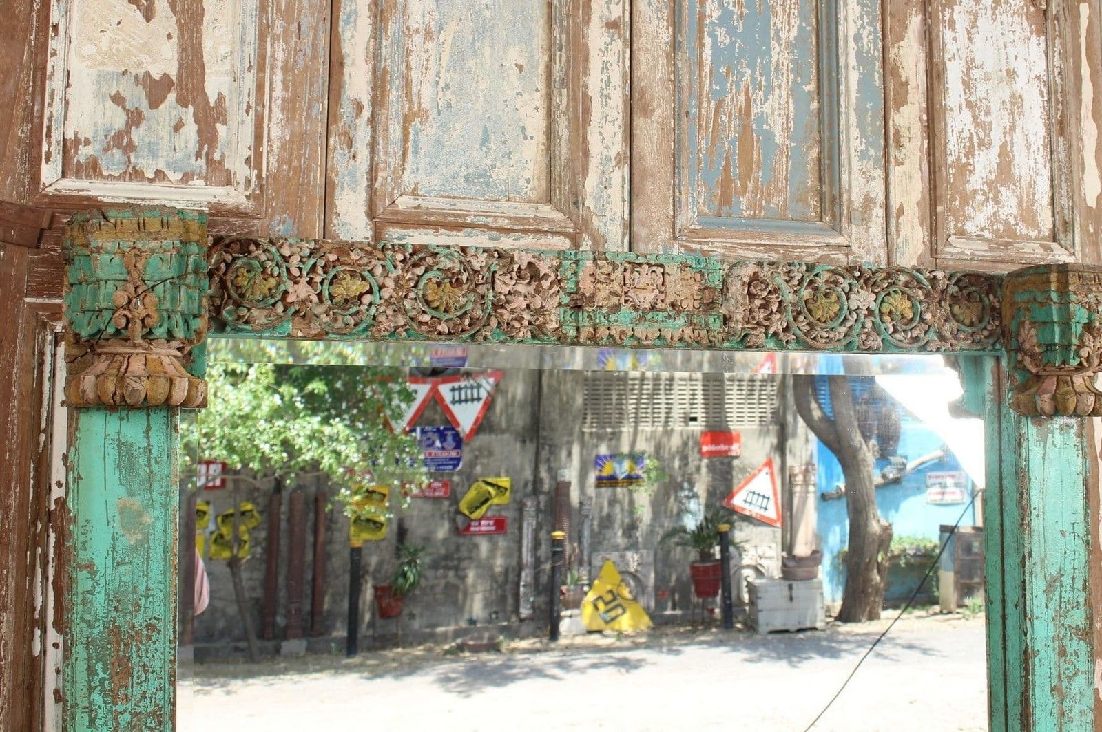 Bevelled Mirror Made From A 19th Century Haveli Palace Doorway photo Home Decor