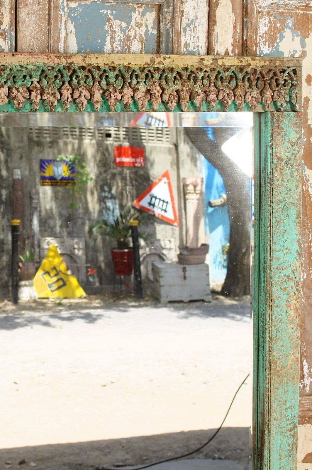 Mirror Made From A 19th Century Merchant's Haveli Doorway, Gujarat photo Home Decor