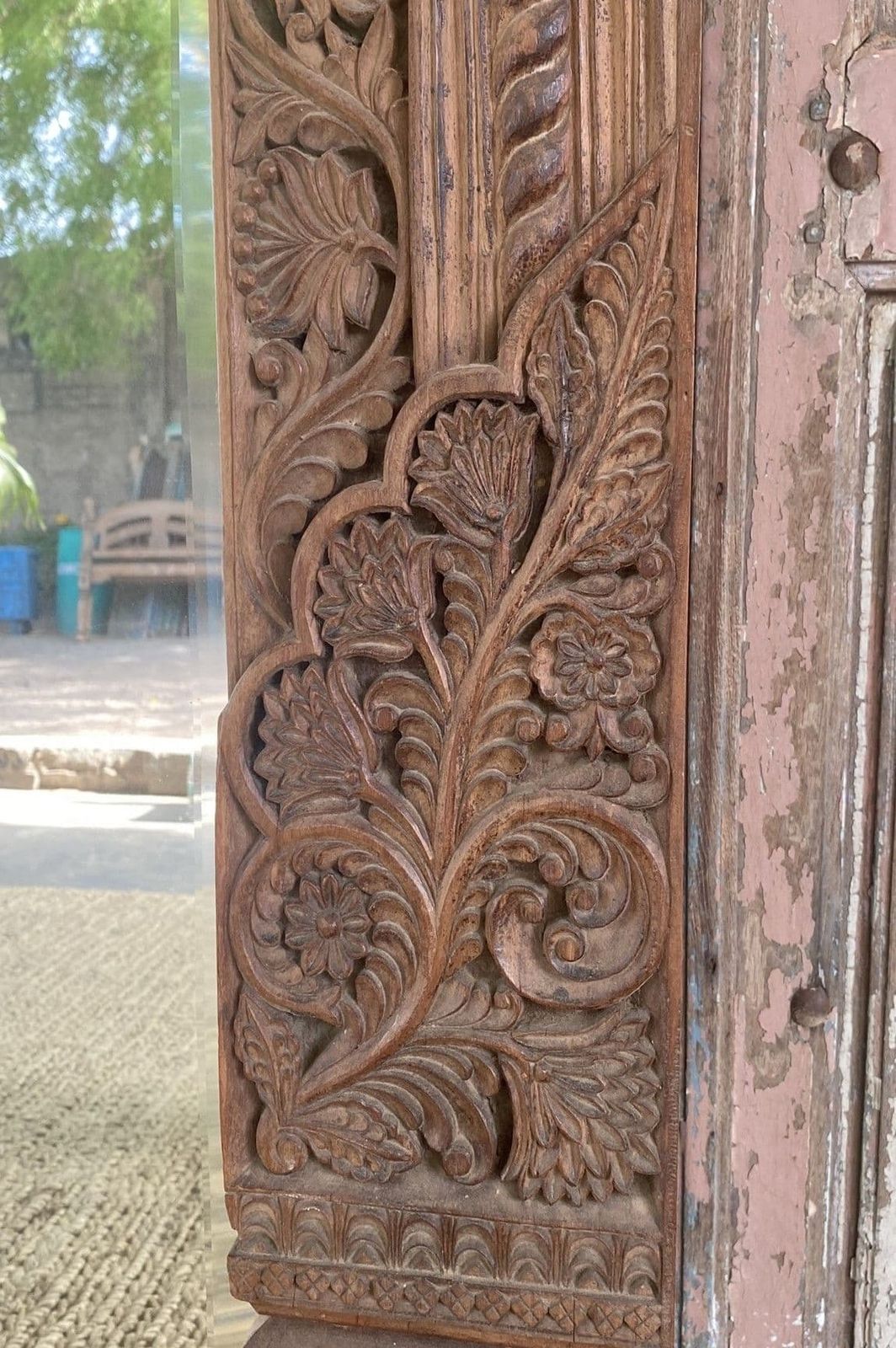 South Indian Temple Doorway With Bevelled Mirror Added, 19th Century photo furniture