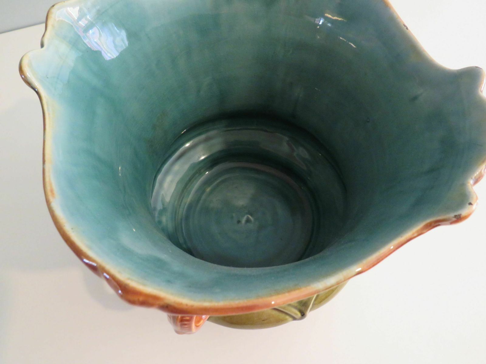 Art Nouveau Planter, Majolica, Early 20th Century, France photo for sale
