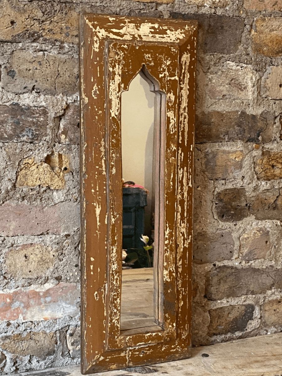 Mehrab Arch Mirror With Faded Coffee Colour Paint Tones
