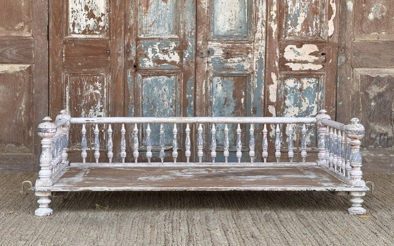 Antique Swing With Faded Paint Tones & Brass Chains