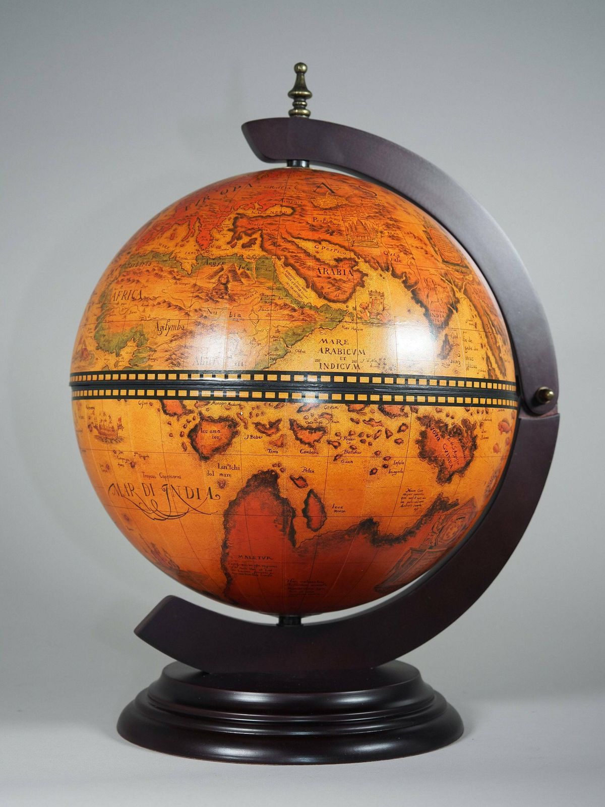 photo for sale Wooden Barglobe For Drinks And Alcohols, Trolley In Shape Of Terrestrial Globe, Home Or Office Furniture