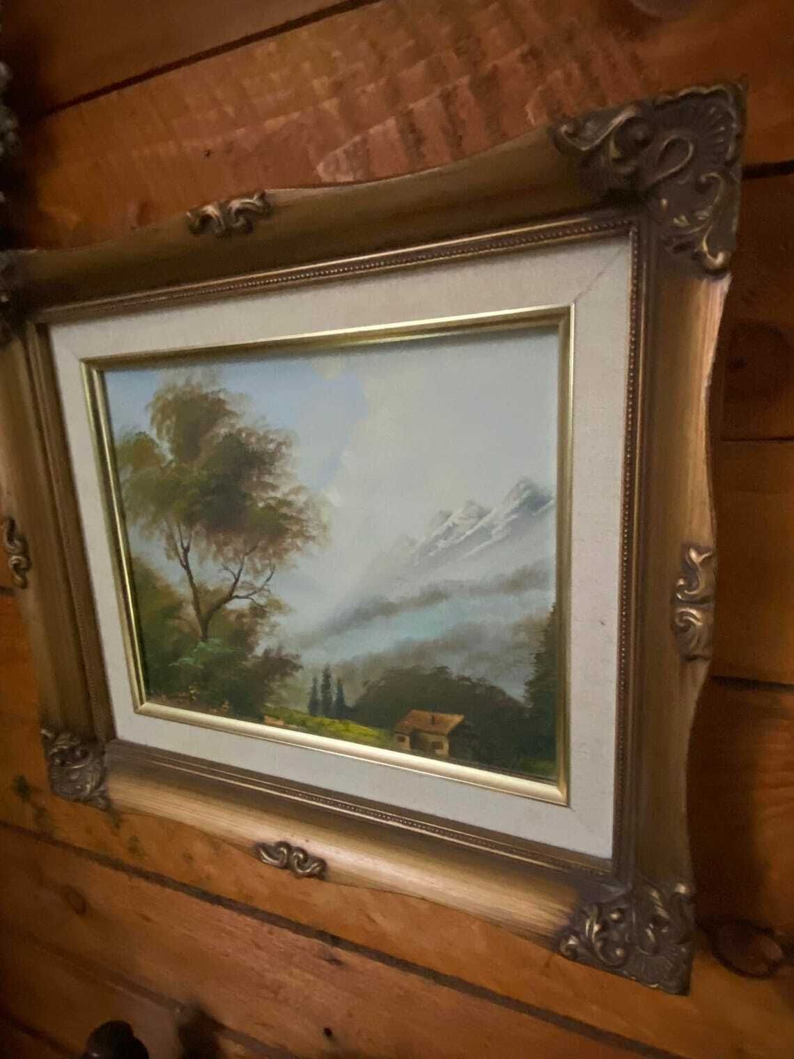 Vintage Oil On Board / Signed Framed / Cottage Landscape / 1960s photo vinterior