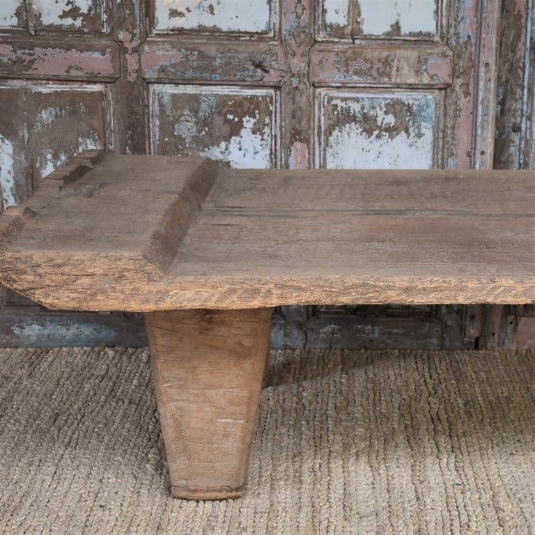 Antique Tribal Day Bed Table In Pale Acacia, Nagaland photo for sale