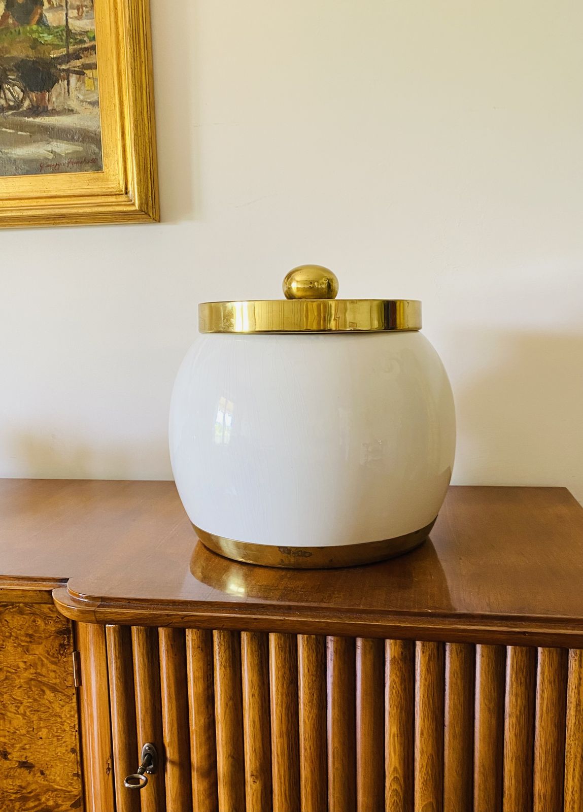 photo for sale Hollywood Regency White Ceramic Bucket, Italy, Ca. 1970