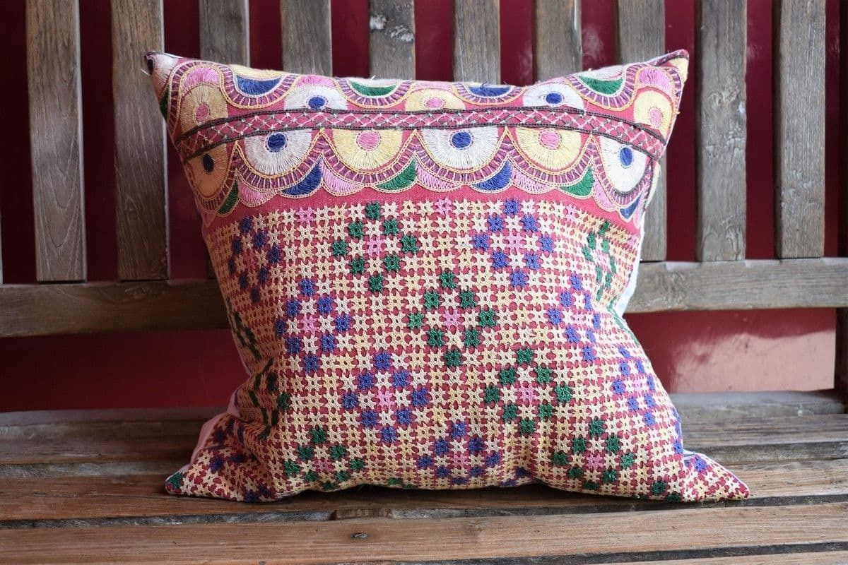 Cushion Made From Antique Linen And Antique Embroidery