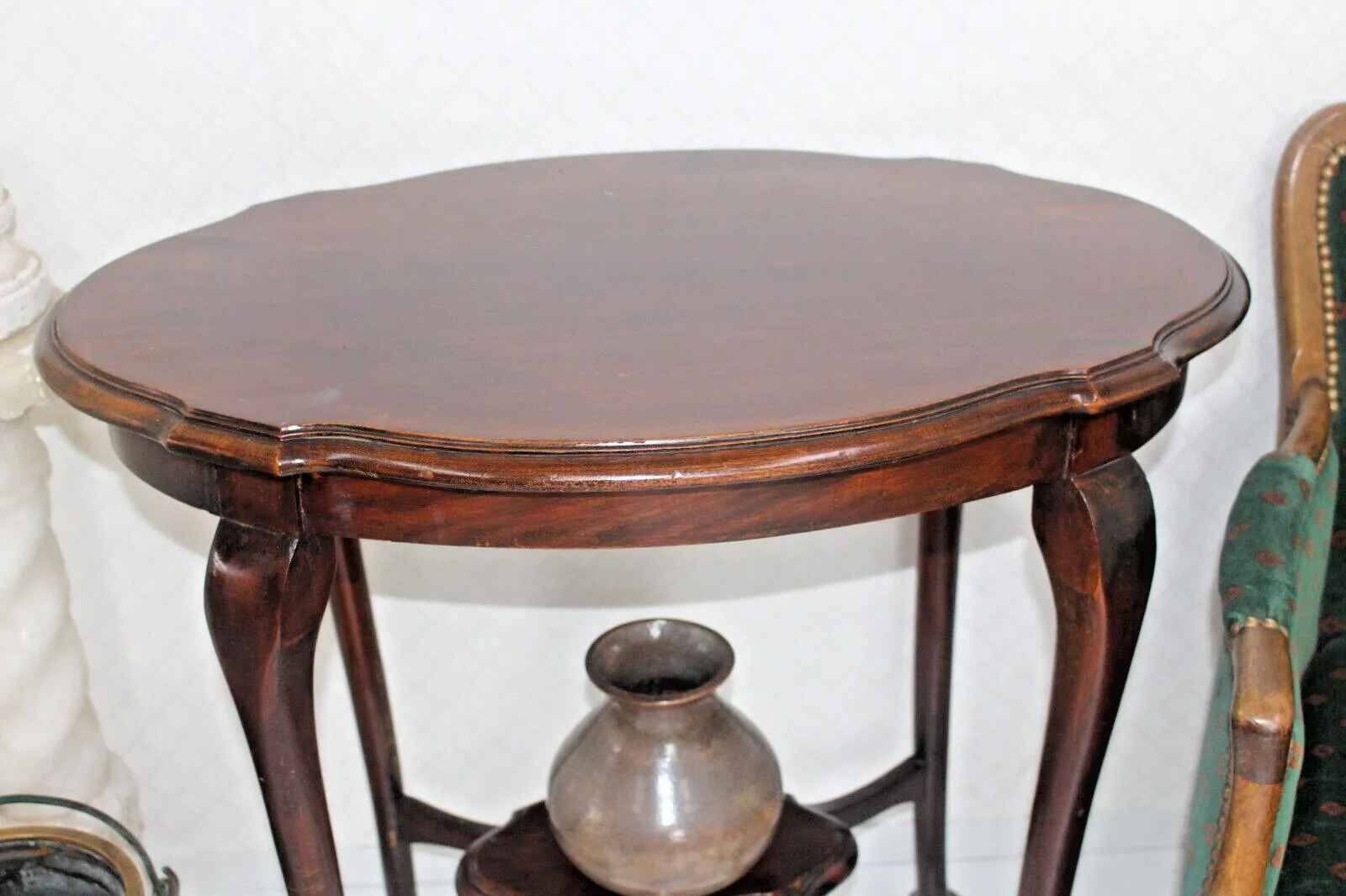 Vintage Edwardian Solid Mahogany Oval Side End Table Plant Occasional 75 X 74 Cm photo vintage
