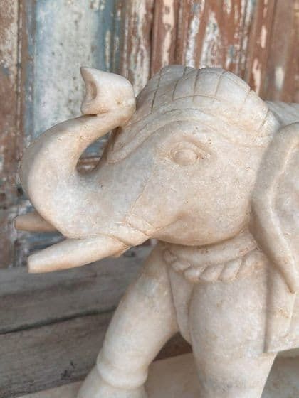 Pair Of Marble Elephants Udaipur Rajasthan Circa 1920 photo for sale