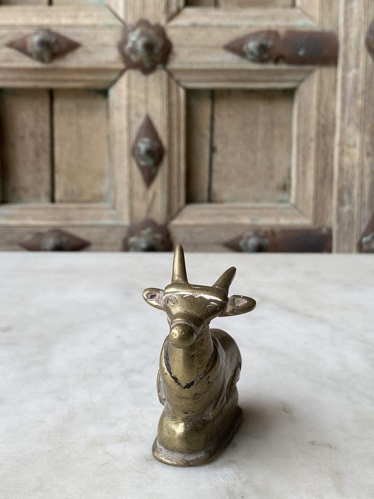 Tribal Brass Nandi From A Hindu Shrine Temple In South India photo furniture