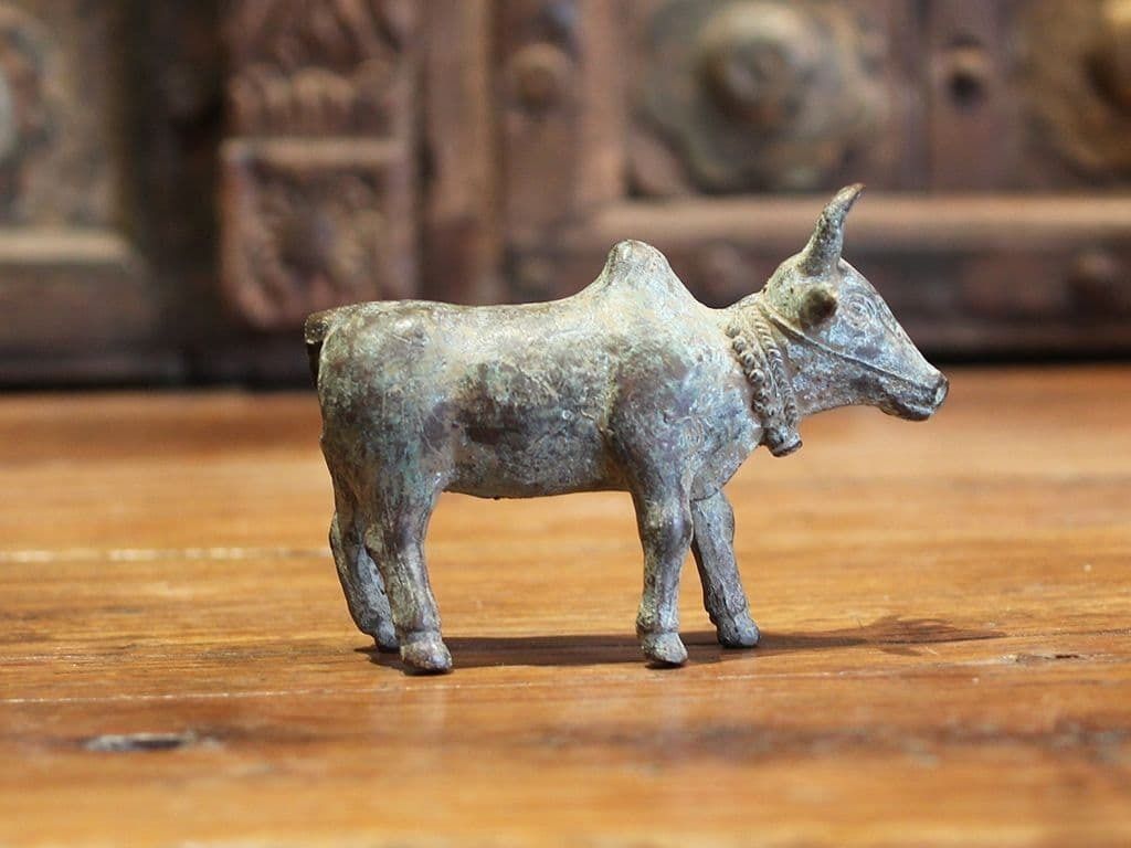 Antique Bronze Bullock, 19th Century India photo Art