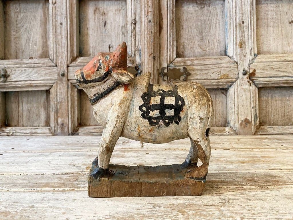 Old Wooden Hand Painted Nandi Bull