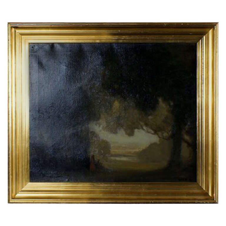 Oil On Canvas, Landscape With People, Presumably French Artist