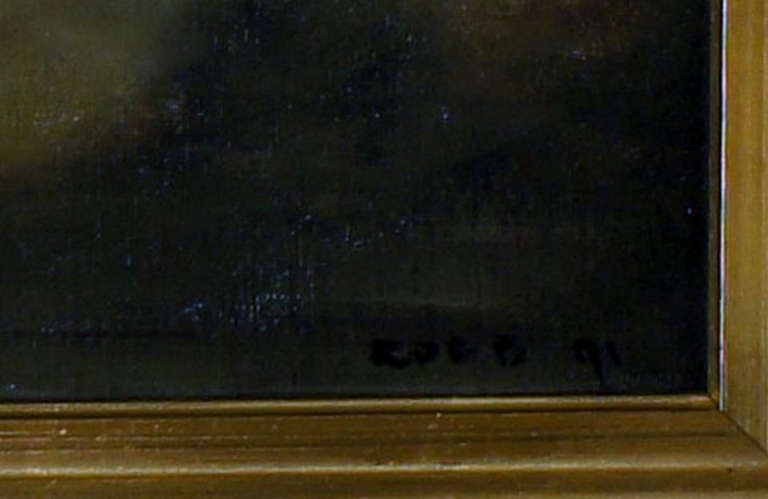 photo furniture Oil On Canvas, Landscape With People, Presumably French Artist