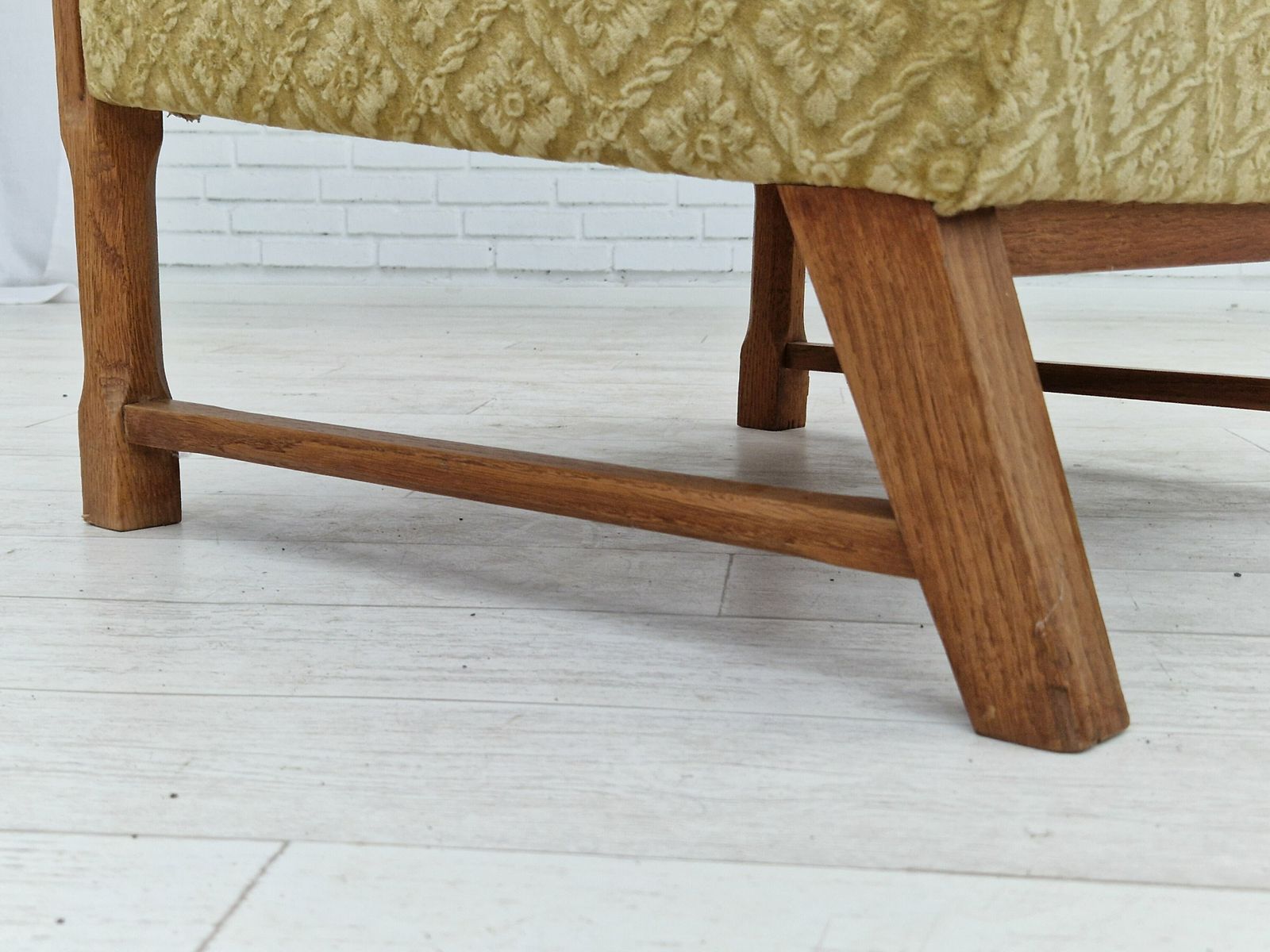 photo furniture 1960s, Danish Design, Highback Armchair, Furniture Fabric, Oak Wood.