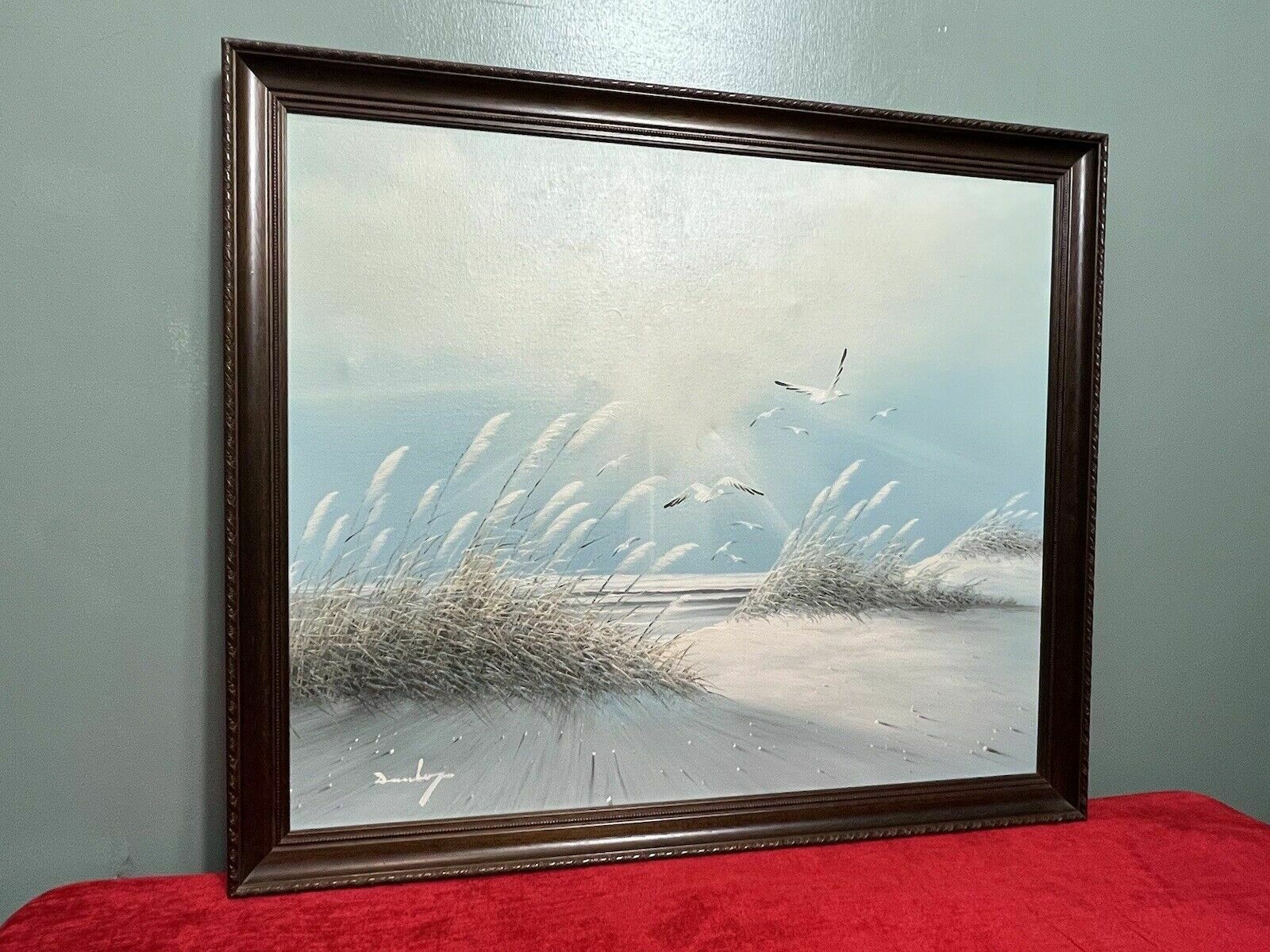 20th Century Contemporary Impressionist Winter Seascape With Seagulls Signed photo for sale