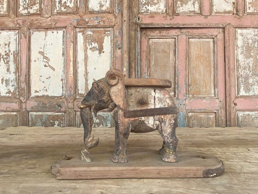 19th Century Teak Hindu Temple Elephants, Patan, Gujarat photo for sale