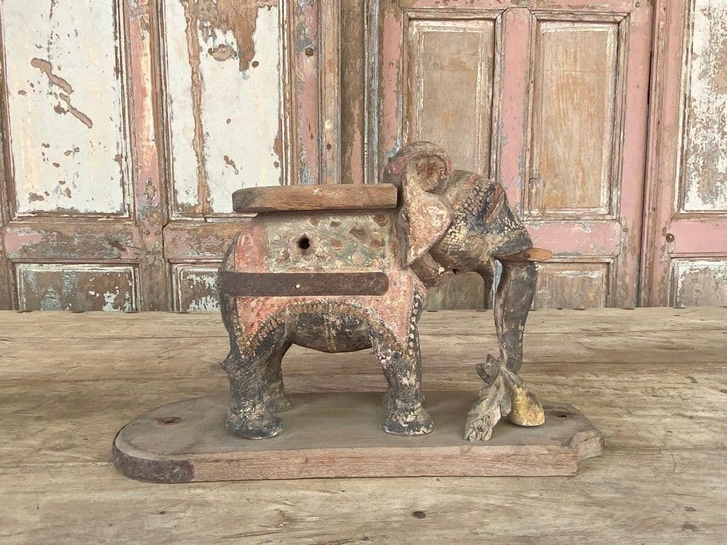 19th Century Teak Hindu Temple Elephants, Patan, Gujarat photo Art