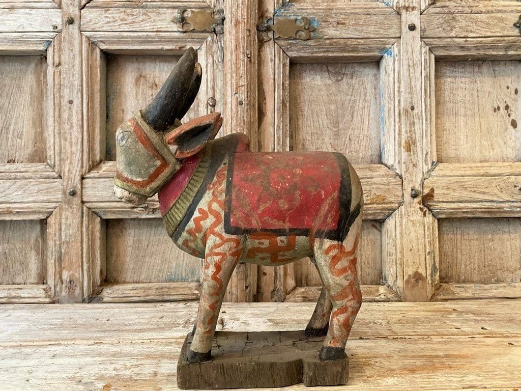 Old Tribal Painted Wooden Nandi Bull