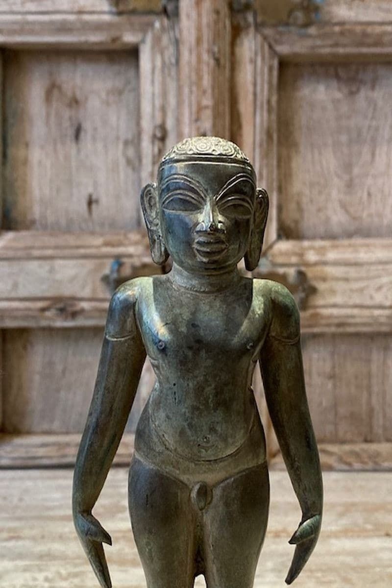 Bronze Statue Of Mahavir Jain, South India, Circa 1900 photo Home Decor