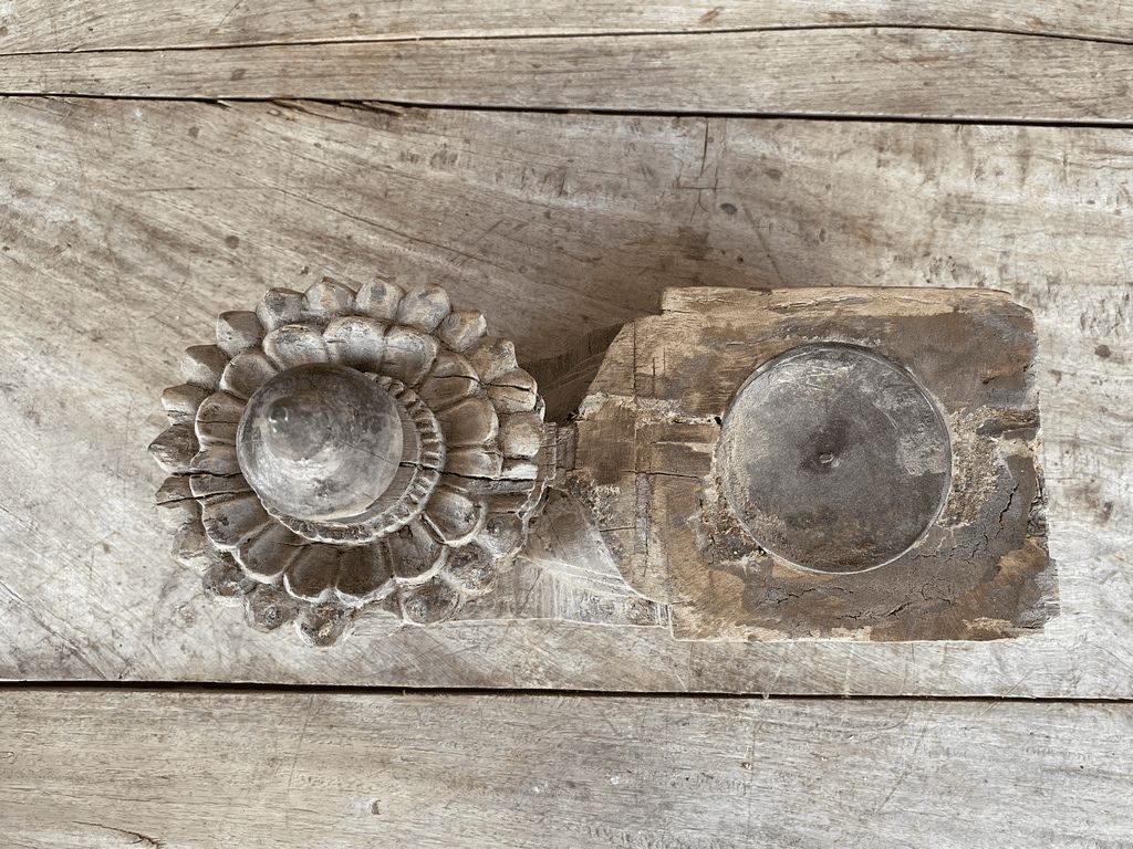 Architectural Teak Finial, South India Adapted Into A Candle Holder photo for sale