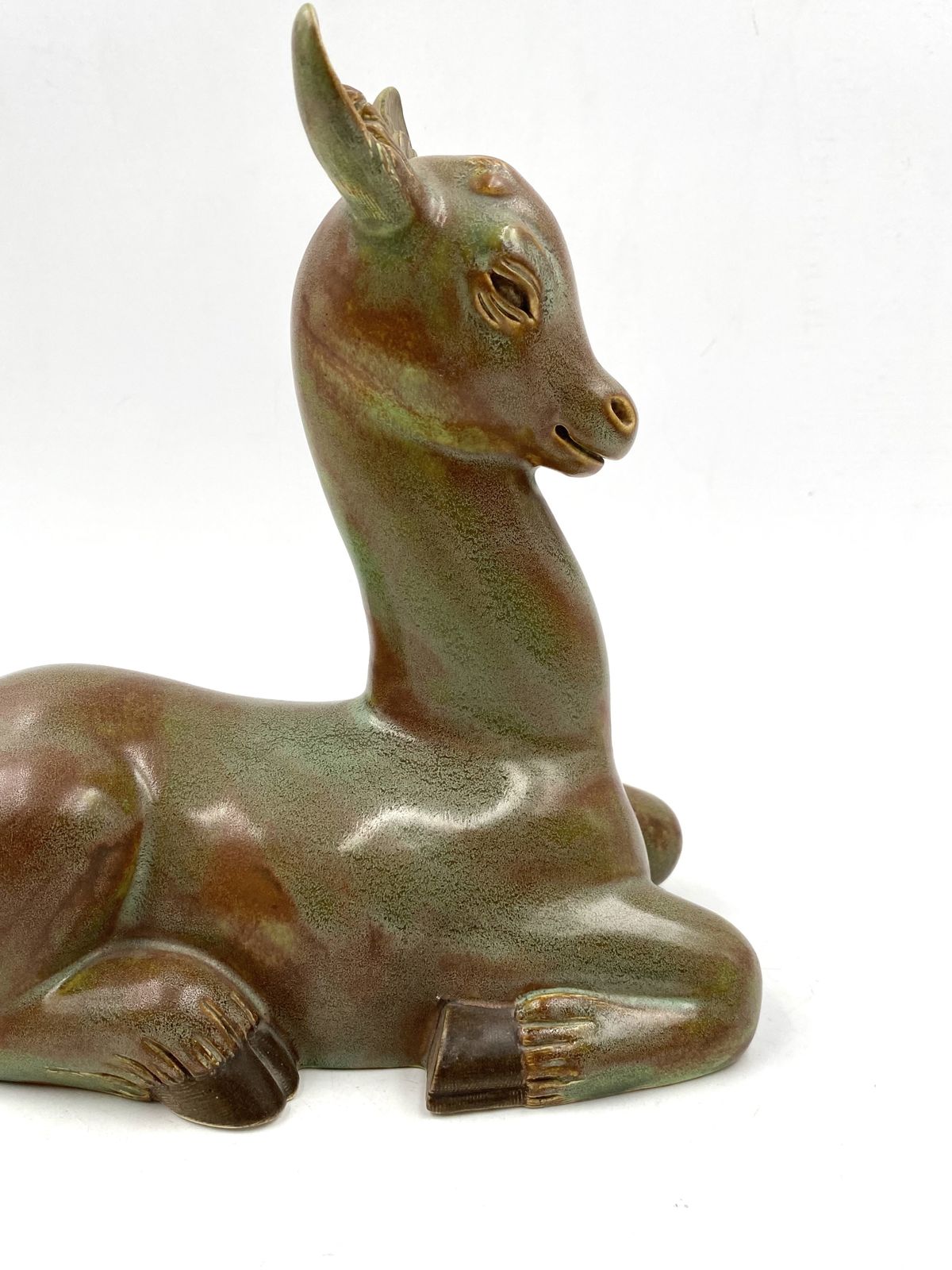 Giovanni Gariboldi, "Crouching Deer", Richard Ginori   San Cristoforo, Italy, 1940s. photo buy