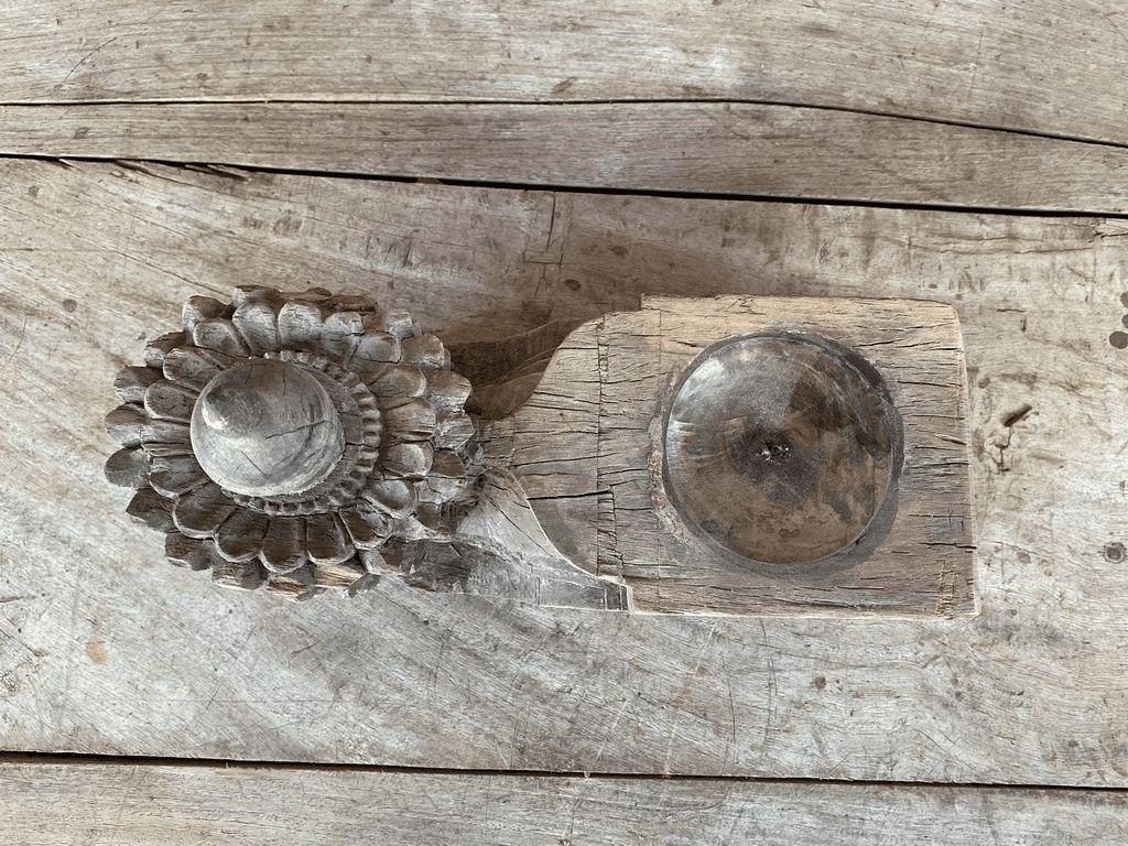 Architectural Teak Finial Adapted Into A Candle Holder, South India photo furniture