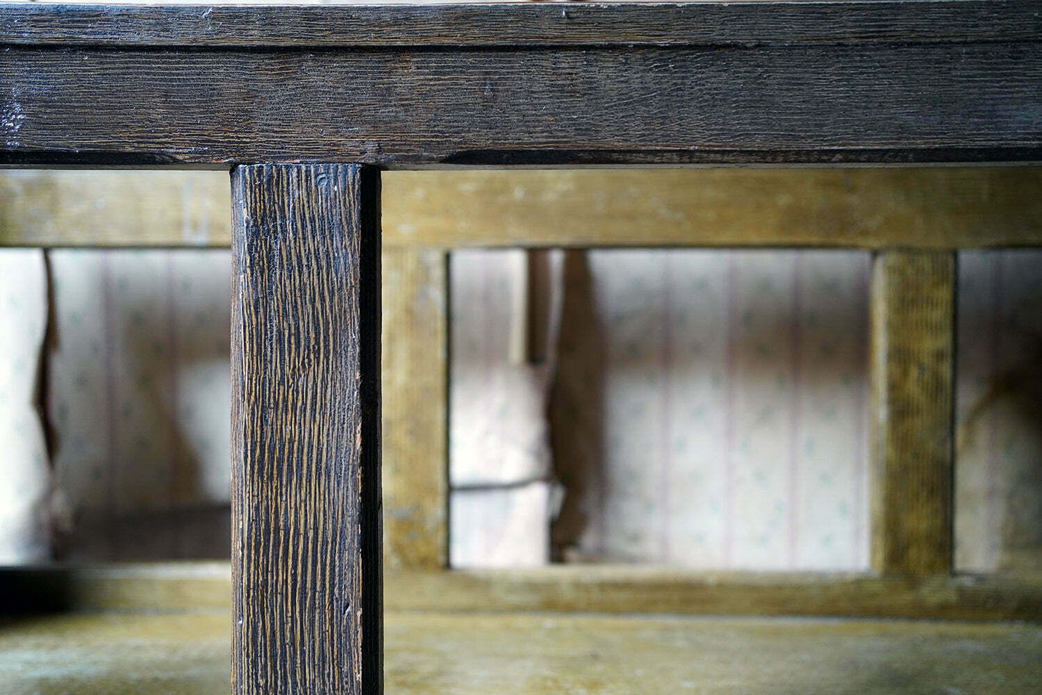 photo for sale A Large Pair Of Victorian Comb Decorated Painted Pine Church Pews C.1870