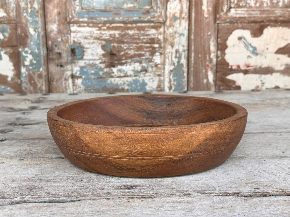 Antique Wooden Bowl Made From Teak Wood, From Rajasthan