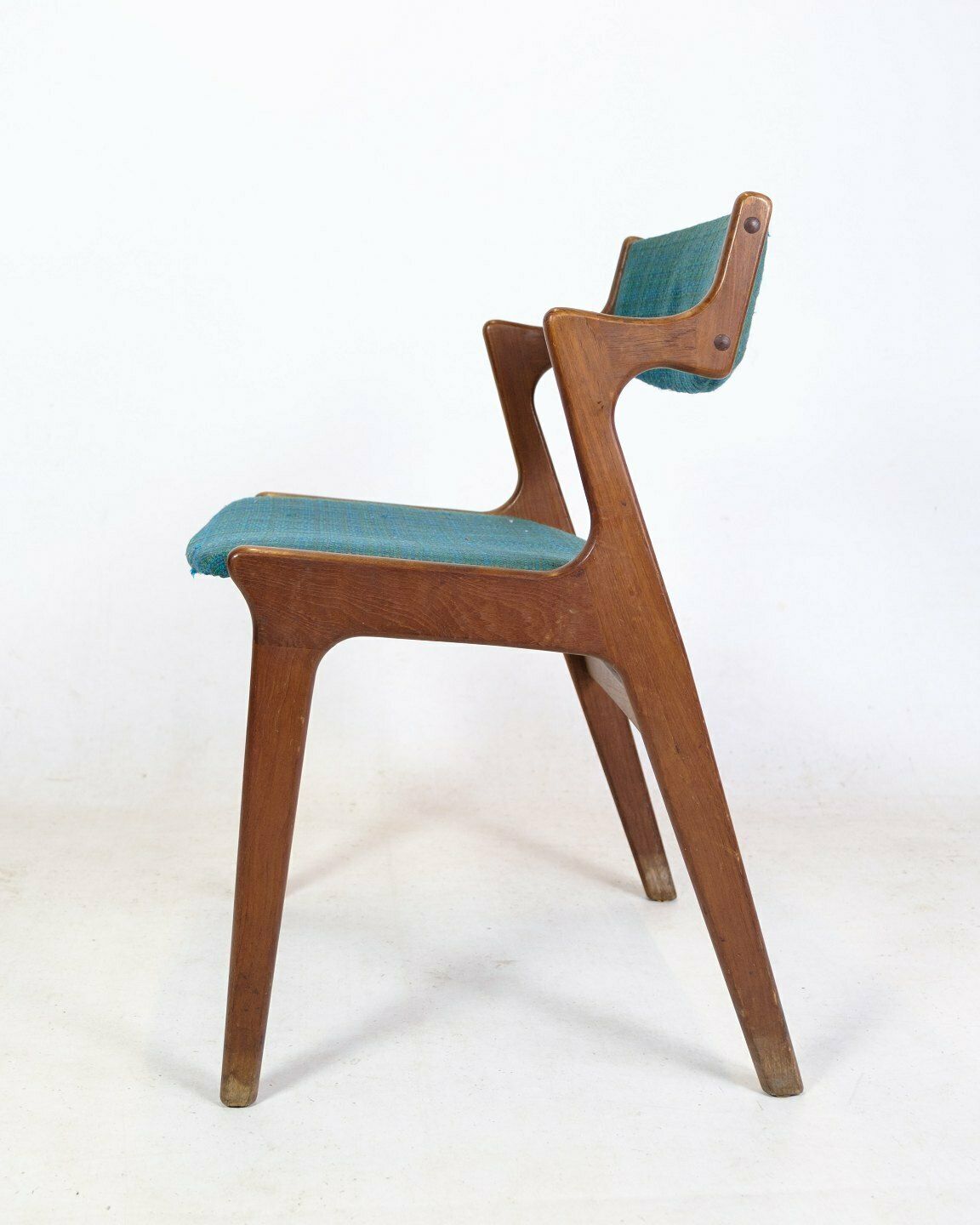 Set Of Four Dining Chairs In Teak And Light Blue Fabric Of Danish Design By Nova Møbelfabrik From 1960s photo for sale
