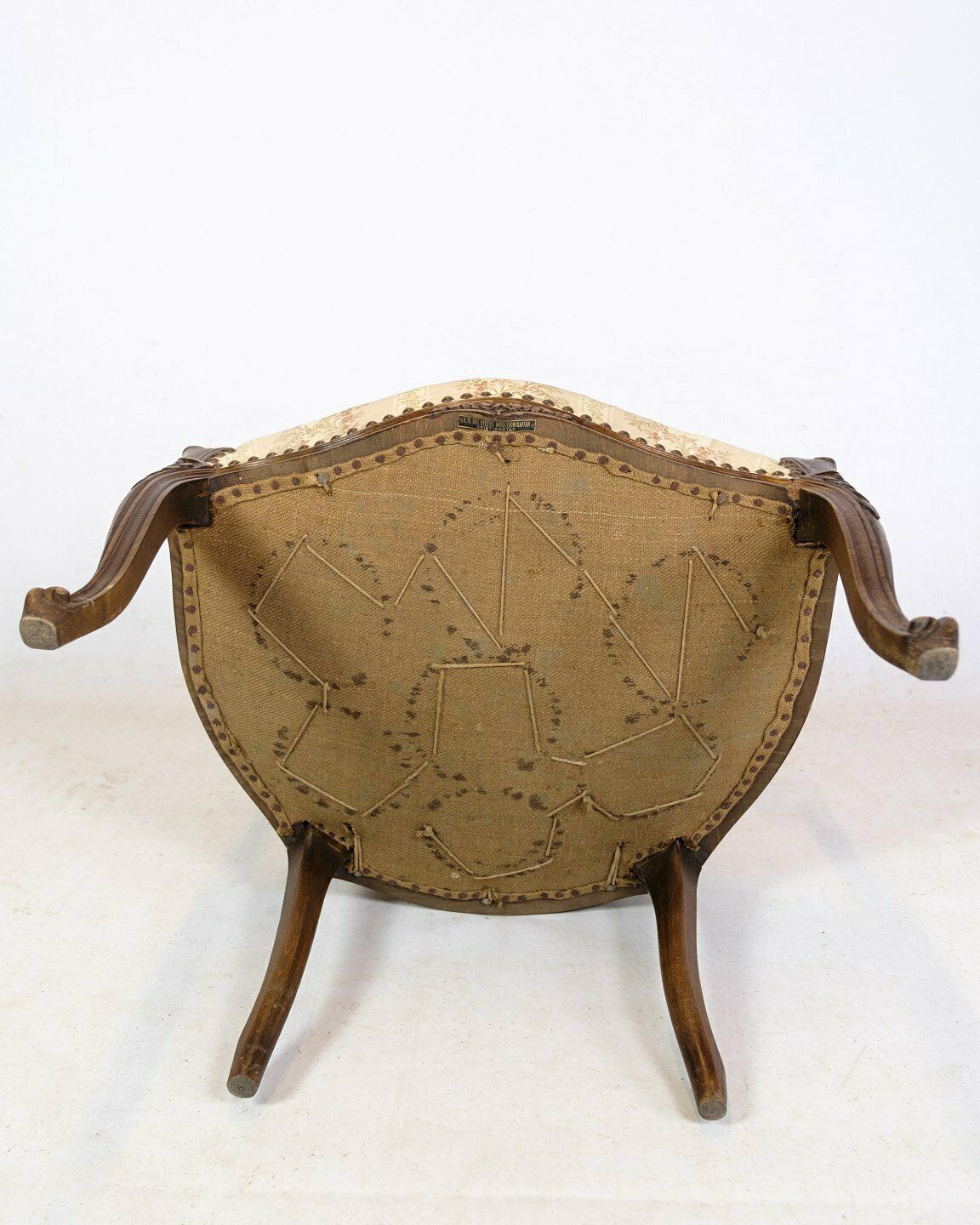 photo furniture Neo Rococo Armchairs In Decorated Fabric & Dark Wood From 1930s.