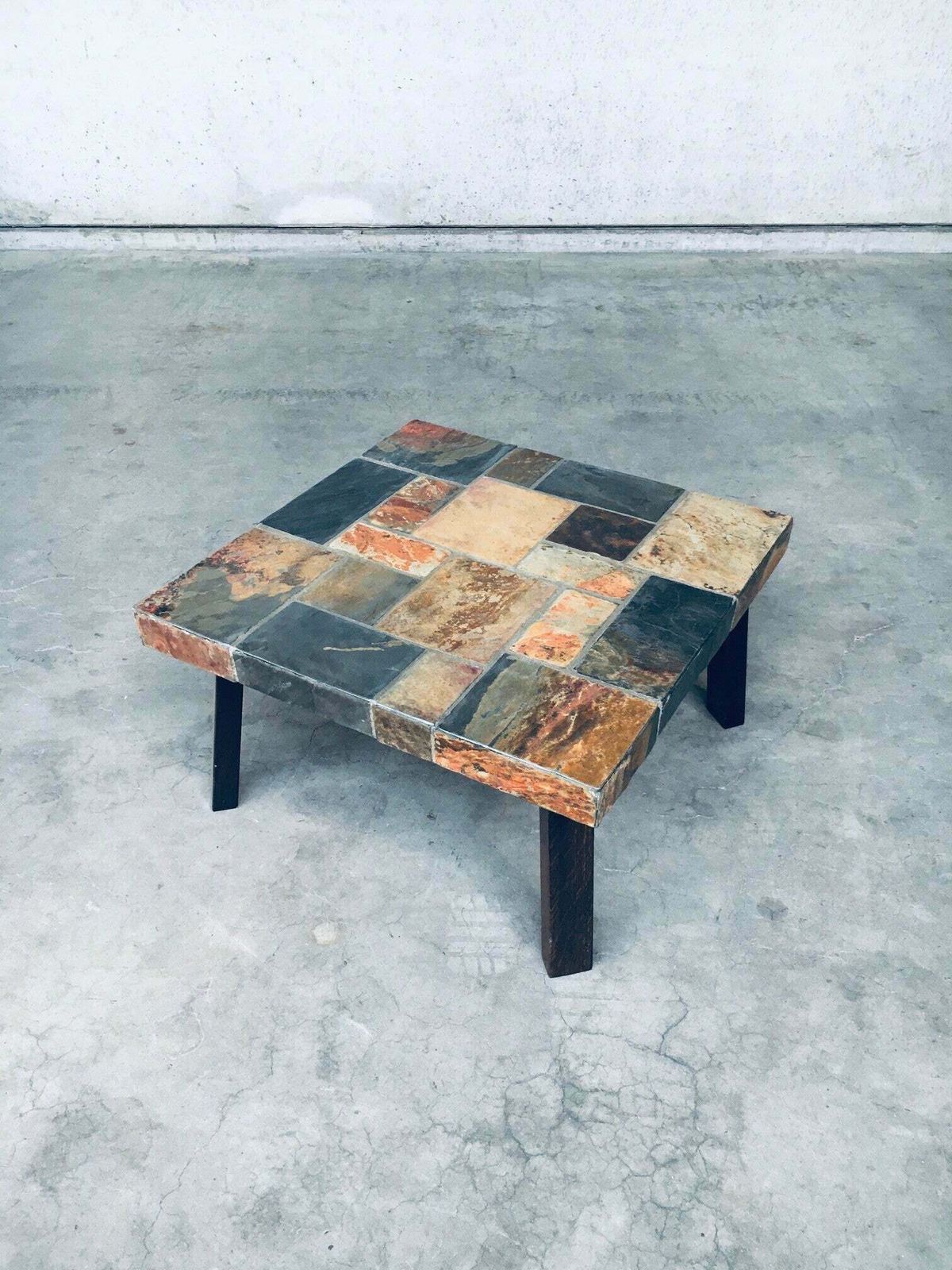 Salontafel Met Leistenen Blad In Brutalistische Stijl, Ca. Jaren 1970 photo vinterior